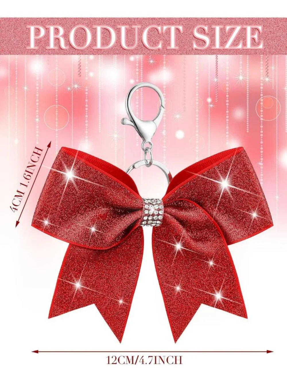Cheer Bow Keychain with Rhinestones | Cheerleader Keyring for Team Gifts
